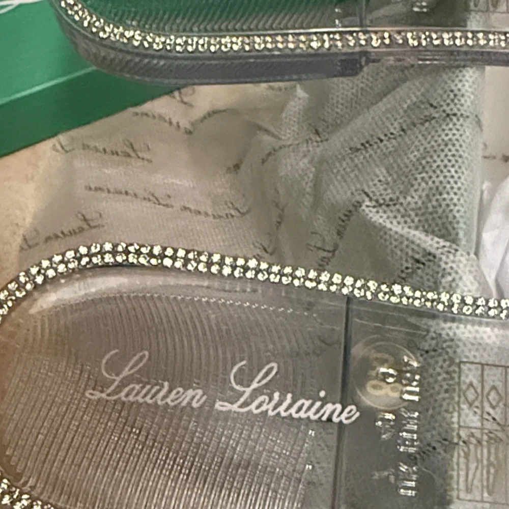 Lauren Lorraine Crystal Embellished Jelly Silver Sandals NEW in Box Size 8.5